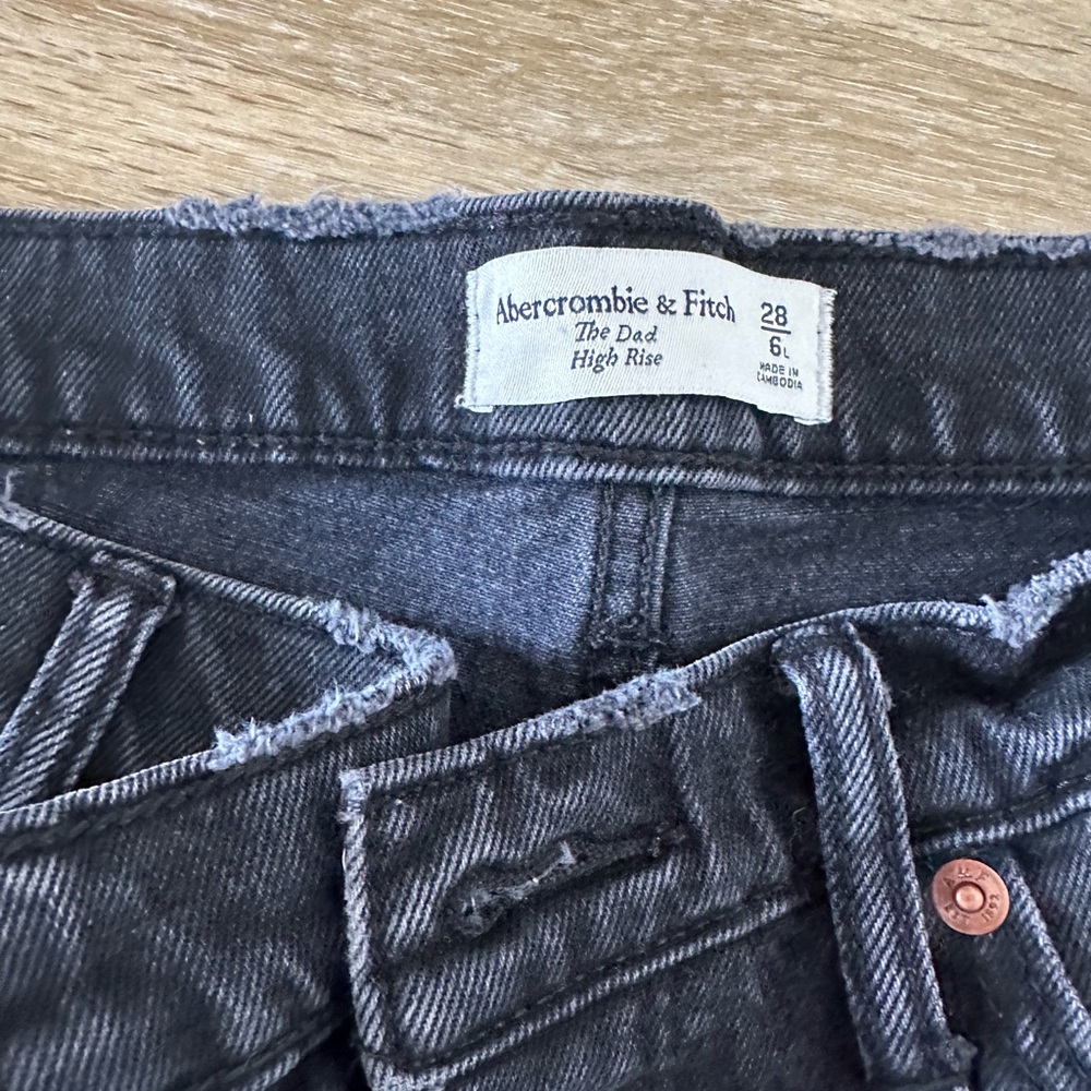 A&F “The Dad” High Rise Ripped Black Jeans - Picture 2 of 3
